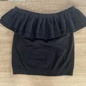 J. Crew Off the Shoulder Black Knit Top